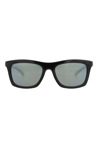 Gucci men's square sunglasses with a shiny black injection frame and grey-tinted lenses.