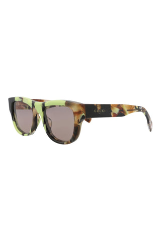 Gucci  GREEN SPOTTED DARK HAVANA Sunglasses