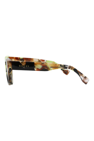 Gucci  GREEN SPOTTED DARK HAVANA Sunglasses