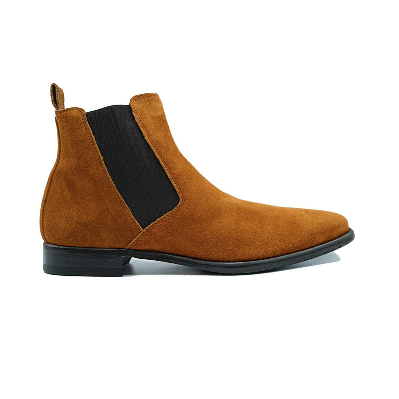 Giovacchini Milano Men's Shoes Cognac Suede Leather Chealsea Boots (GVCN1007)-AmbrogioShoes