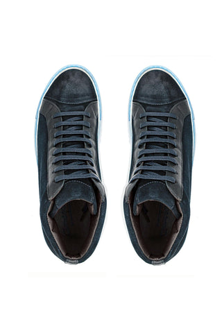 Giovacchini Ruben Antique Blue Suede / Calf-Skin Leather High-Top Sneakers (GVCN1003)-AmbrogioShoes