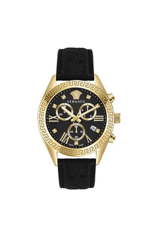 Greca Chrono Leather Watch