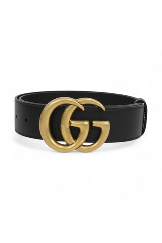 Gucci 397660 Belt Black Nappa with Polished Golden Double G Buckle 4CM (GGB1015)