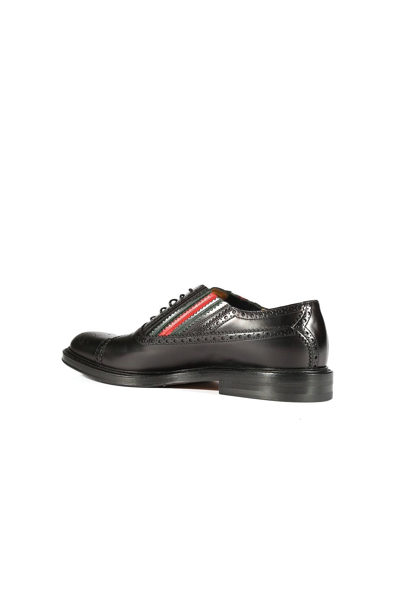 gucci men's dress shoes Leather Wingtip Oxfords round toe Gucci Black Leather Cap-Toe Oxfords