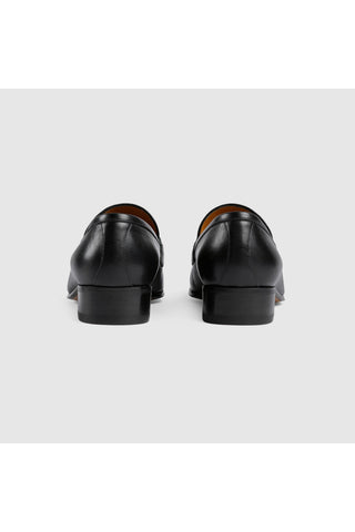 Gucci 624720 1066 Black Leather with Web and Interlocking G Tassels Loafers (GGM1721)