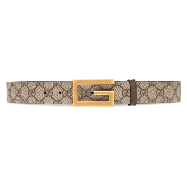Gucci 626974 K9GST 8358 Belt Brown Supreme Monogram Leather with Gold GG Reversible Buckle (GGB1005)-AmbrogioShoes