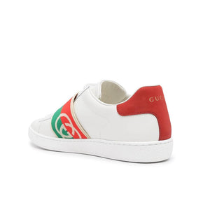 Gucci 643488 Ace White, Red & Green Calf-Skin Leather Web Casual Sneakers (GGM1725)-AmbrogioShoes