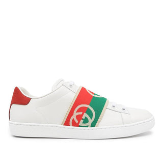 Gucci 643488 Ace White, Red & Green Calf-Skin Leather Web Casual Sneakers (GGM1725)-AmbrogioShoes