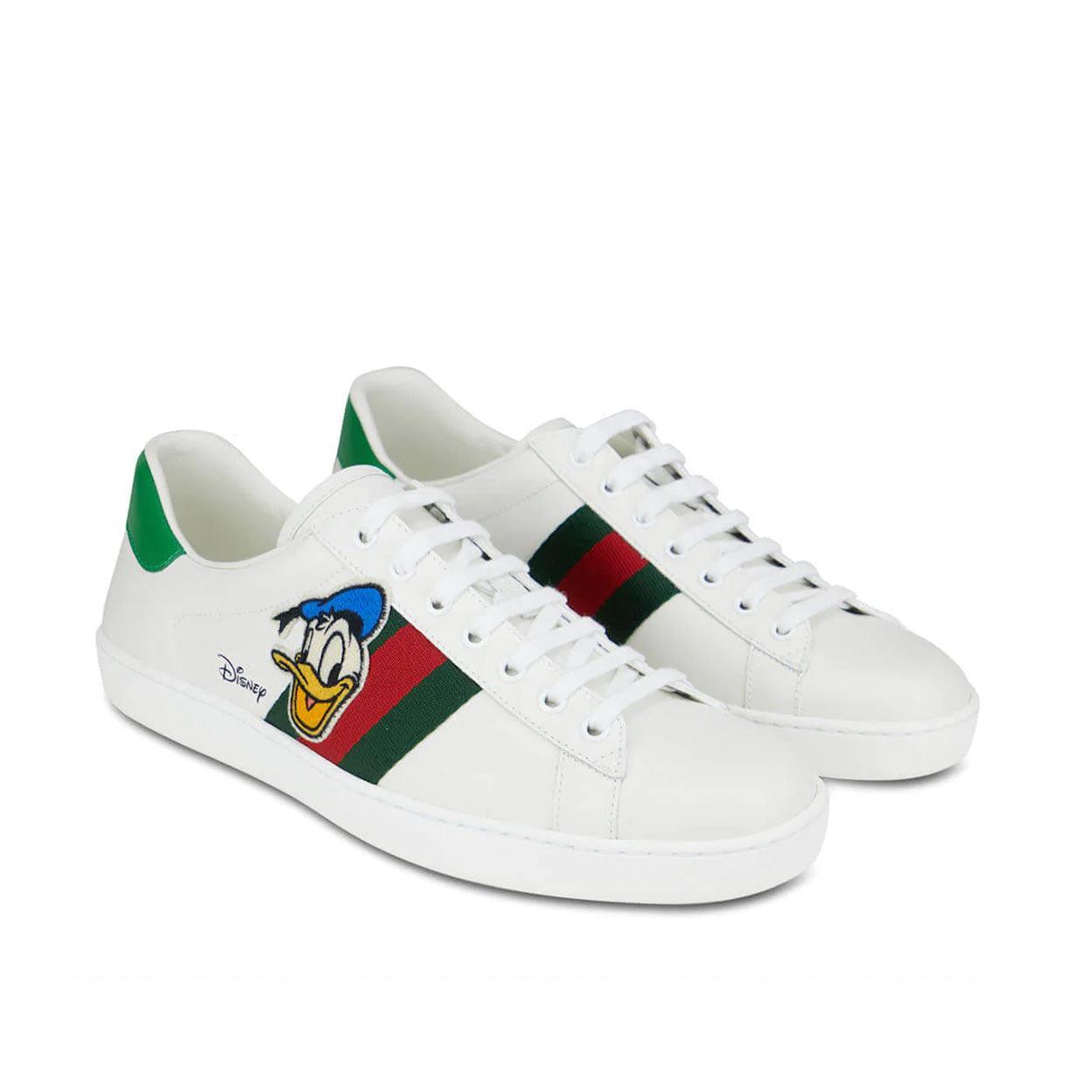 Gucci 649399 Ace Donald Duck Men's Shoes White, Red & Green