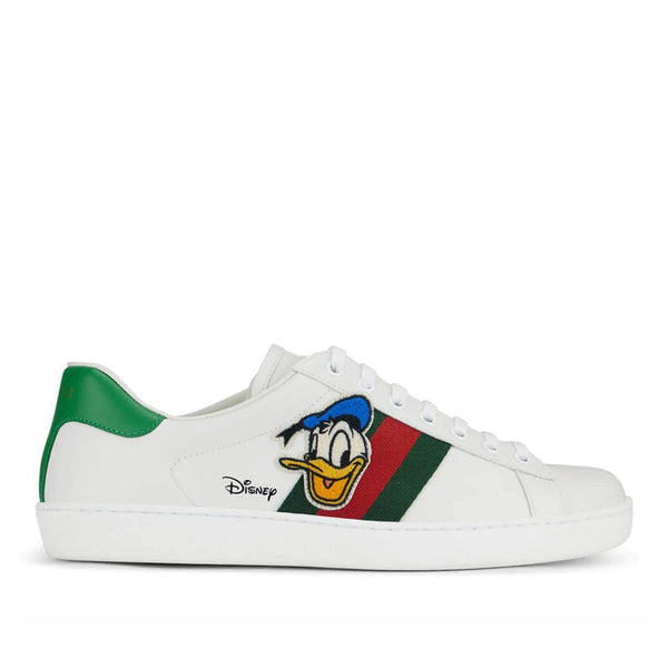 Gucci 649399 Ace Donald Duck Men's Shoes White, Red & Green Gucci 649399 Ace Donald Duck Men's Shoes White, Red & Green
