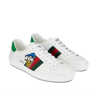 Gucci 649399 Ace Donald Duck White, Red & Green Calf-Skin Leather Casual Sneakers (GGM1727)-AmbrogioShoes