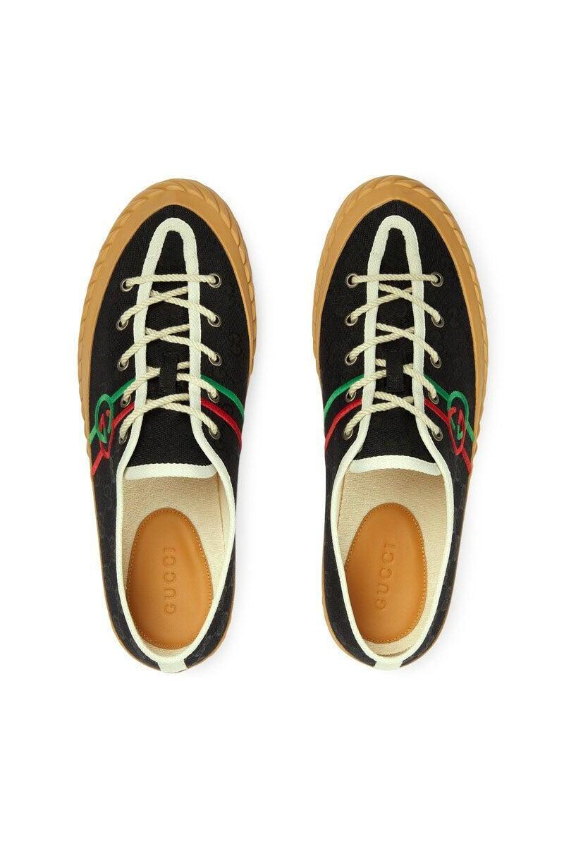 Gucci 703032 FAA5A 1182 Black Canvas Interlocking G Trainer