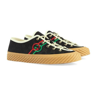 Gucci 703032 FAA5A 1182 Black Canvas Interlocking G Trainer Sneakers (GGM1738)-AmbrogioShoes