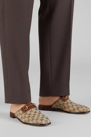 Gucci 719749 FAA0U 9768 Beige & Ebony Fabric / Leather GG Jarkata Sandals (GGM1744)-AmbrogioShoes