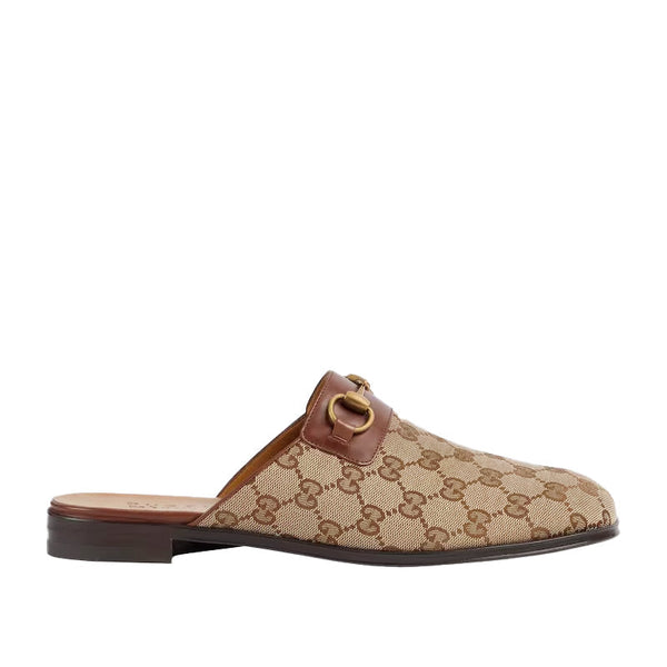 Gucci 719749 FAA0U 9768 Men's Shoes Beige & Ebony Fabric / Calf-Skin Leather GG Jarkata Sandals (GGM1744)-AmbrogioShoes