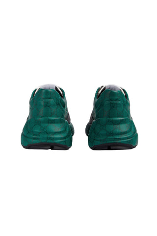 Gucci 746101 FAB4D 1059 Green, Black & White Nylon GG Supreme Rhyton Sneakers (GGM1741)-AmbrogioShoes