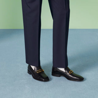 Gucci 750304 AACBM 1000 Black Horse Calf-Skin Leather / Lizard Geometric G Slip-On Loafers (GGM1742)-AmbrogioShoes