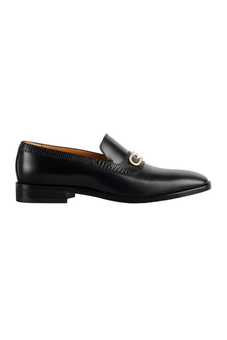 Gucci Men's Black Leather Geometric G Slip-On Loafers Expertly – AmbrogioShoes