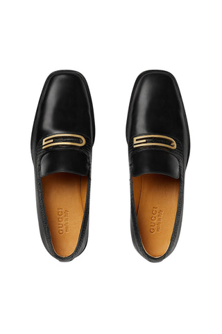 Gucci 750304 AACBM 1000 Black Horse Leather / Lizard Geometric G Slip-On Loafers (GGM1742)-AmbrogioShoes