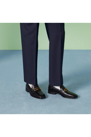 Gucci 750304 AACBM 1000 Black Horse Leather / Lizard Geometric G Slip-On Loafers (GGM1742)-AmbrogioShoes