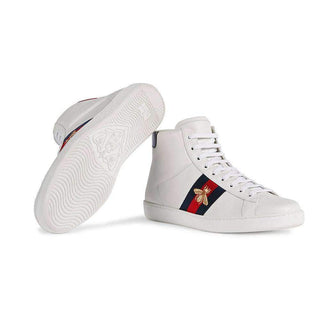 Gucci Bee Ace High-Top Sneakers White Leather Men's Trainers 501803 DOPE0 (GGM1702)-AmbrogioShoes