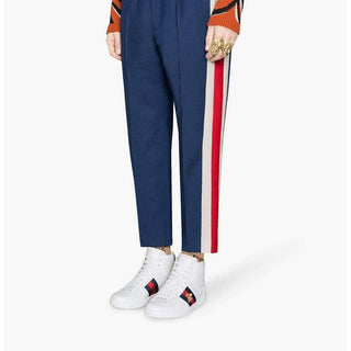 Gucci Bee Ace High-Top Sneakers White Leather Men's Trainers 501803 DOPE0 (GGM1702)-AmbrogioShoes