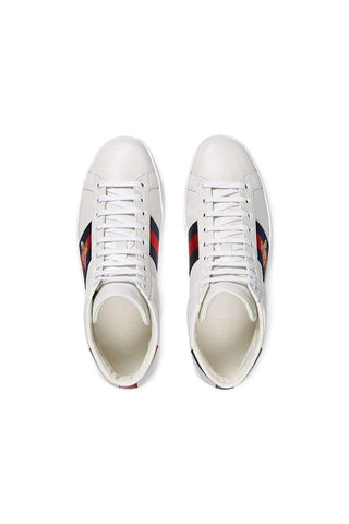 Gucci Bee Ace High-Top Sneakers White Leather Men's Trainers 501803 DOPE0 (GGM1702)-AmbrogioShoes