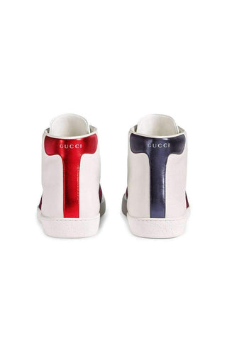 Gucci Bee Ace High-Top Sneakers White Leather Men's Trainers 501803 DOPE0 (GGM1702)-AmbrogioShoes