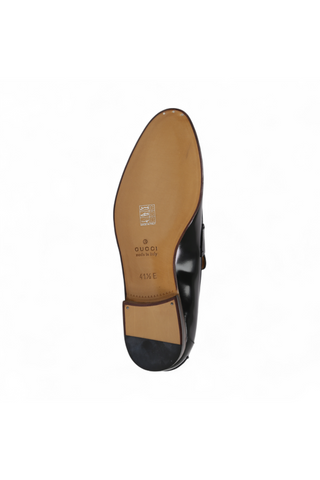 Gucci Black Leather Loafers with Logo Style 181797 (GGM1507)