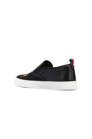 Gucci Dublin Black Worldwide Sewed Cotton / Leather Slip-On Sneakers (GGM1712)-AmbrogioShoes