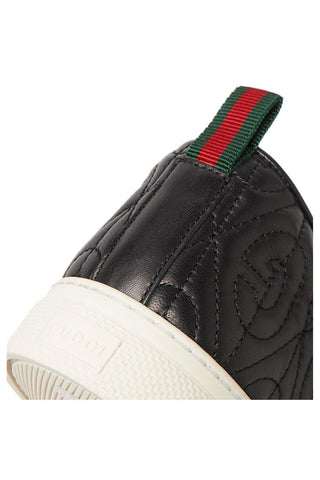 Gucci Dublin Men's Quilted Sneakers Black Leather Slip-On Shoes (GGM1709)-AmbrogioShoes