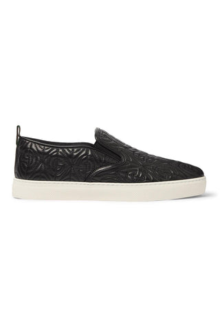 Gucci Dublin Men's Quilted Sneakers Black Leather Slip-On Shoes (GGM1709)