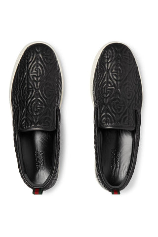 Gucci Dublin Quilted Sneakers Black Leather Slip-On Shoes (GGM1709)-AmbrogioShoes
