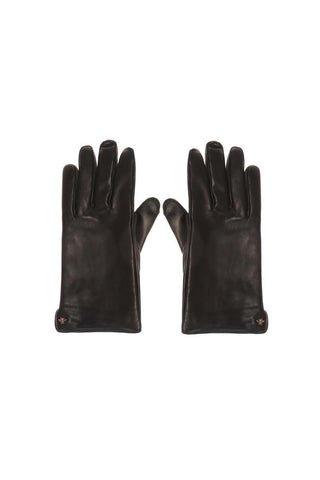 Gucci Gloves Men's 524061 BAP00 1000 Bee Black Lamb Leather & Cashmere (GGG1000)