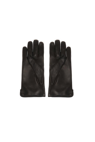 Gucci Gloves Men's 524061 BAP00 1000 Bee Black Lamb Leather & Cashmere (GGG1000)-AmbrogioShoes