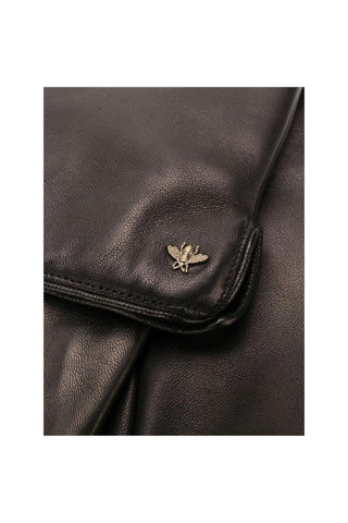 Gucci Gloves Men's 524061 BAP00 1000 Bee Black Lamb Leather & Cashmere (GGG1000)-AmbrogioShoes