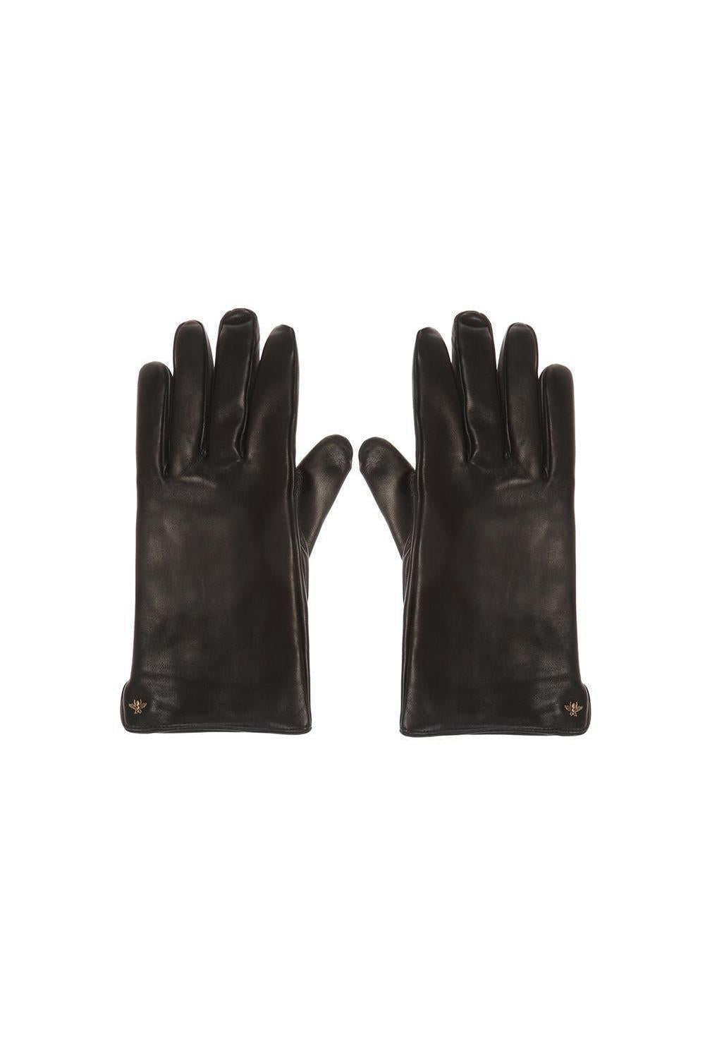 Gucci Men's Bee Black Lamb Leather & Cashmere Gloves Elevate your – AmbrogioShoes