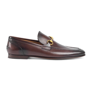 Gucci Jordaan Shoes Men's Dark Brown Leather Loafers Bit 406994 (GGM1706)-AmbrogioShoes