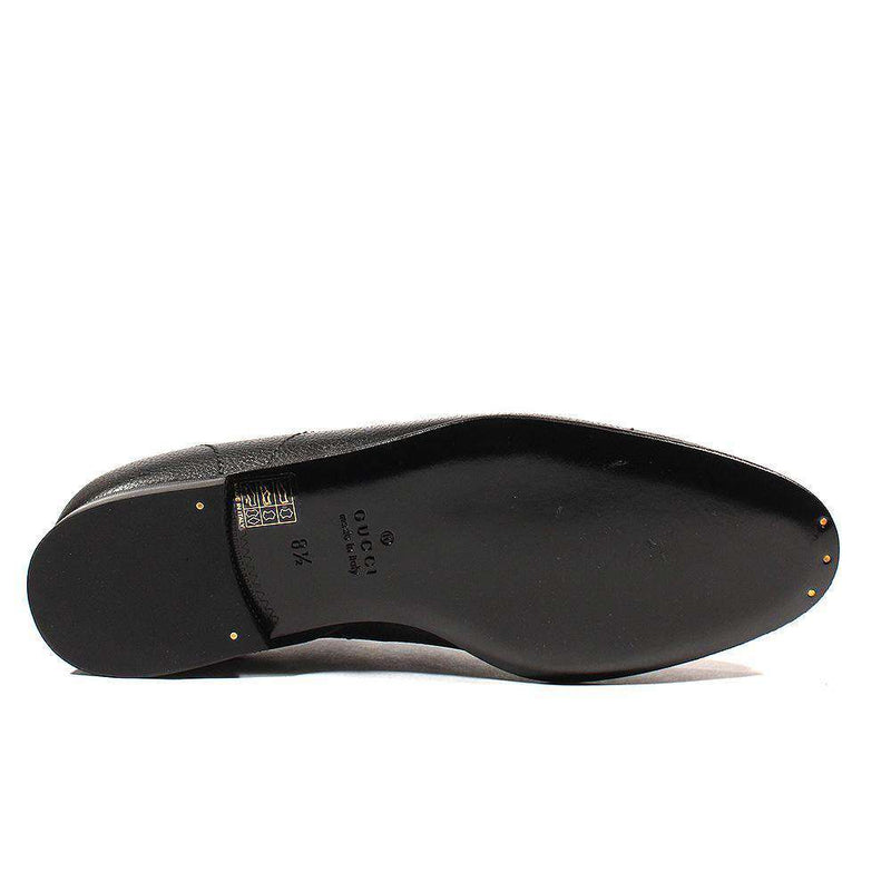 Gucci Men's Shoes Black Pebbled Leather Oxfords (GGM1542)-AmbrogioShoes