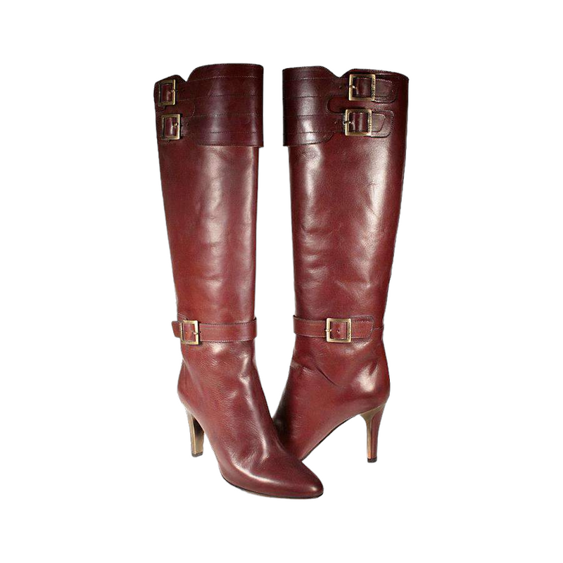 Jimmy Choo Designer shoes for women Brown leather Boots (JCW13) (Special Price)-AmbrogioShoes