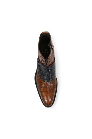 Jo Ghost 1788 Luisiana Crocodile Embossed Leather Ankle Boots (JG5322)-AmbrogioShoes