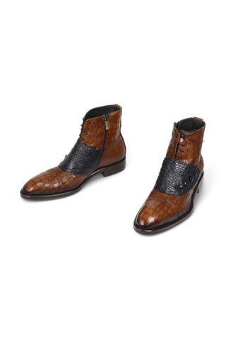 Jo Ghost 1788 Luisiana Crocodile Embossed Leather Ankle Boots (JG5322)-AmbrogioShoes