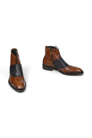 Jo Ghost 1788 Luisiana Crocodile Embossed Leather Ankle Boots (JG5322)-AmbrogioShoes
