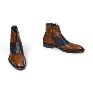 Jo Ghost 1788 Men's Shoes Luisiana Crocodile Print Leather Ankle Boots (JG5322)-AmbrogioShoes