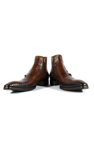 Jo Ghost 2379 Lizard Embossed Calf-Skin Leather Boots (JG5313)-AmbrogioShoes