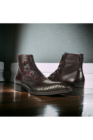 Jo Ghost 2379 Lizard Embossed Leather Boots (JG5313)-AmbrogioShoes