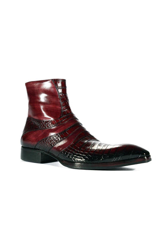 Jo Ghost 2727 BIS Crocodile Embossed / Buffalo Leather Ankle Boot-AmbrogioShoes