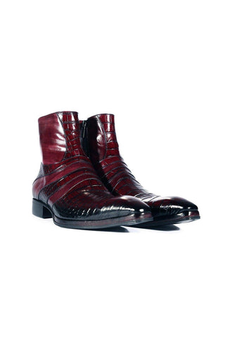 Jo Ghost 2727 BIS Crocodile Embossed / Buffalo Leather Ankle Boots (JG5302)-AmbrogioShoes