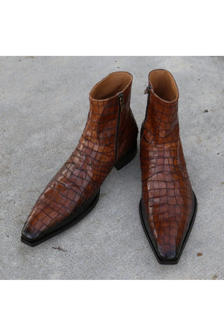 Jo Ghost 2727 BIS Crocodile Embossed / Leather Ankle Boots