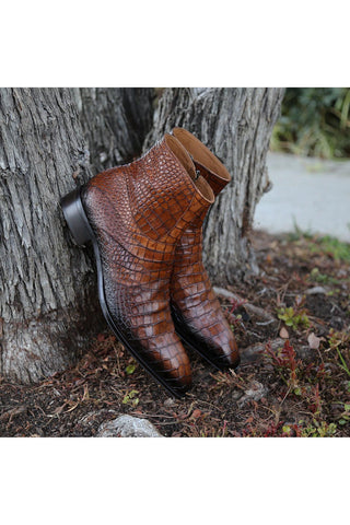 Jo Ghost 2727 BIS Crocodile Embossed / Leather Ankle Boots